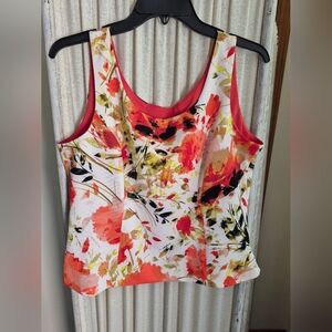 Kasper Floral Tank Top - Red, Black, Yellow, White